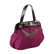 Faux Suede Bag with Chain Detail