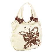 Metallic Linen Bag with Butterfly and Stud Detail