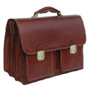 Pellevera Leather Triple Gusset Expandable Briefcase