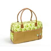 Pink Lining Baby Comes Too Overnight Bag In Green Daisy