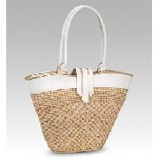 Woven Straw Basket Handbag