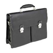 Debenhams - Black Contrast Stitch Leather Briefcase