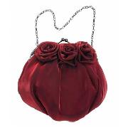 Debut - Deep Red Three Rose Organza Frame Bag