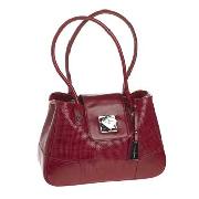 J by Jasper Conran - Red Glazed Weave Leather Lock Bag