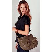 Next - Tan Slouch Double Pocket Leather Across the Body Bag
